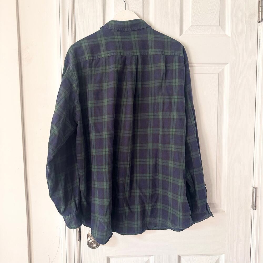 J Crew Vintage Oarman Blue Green Cotton Flannel Plaid Button Down Shirt XL Men - Picture 8 of 8